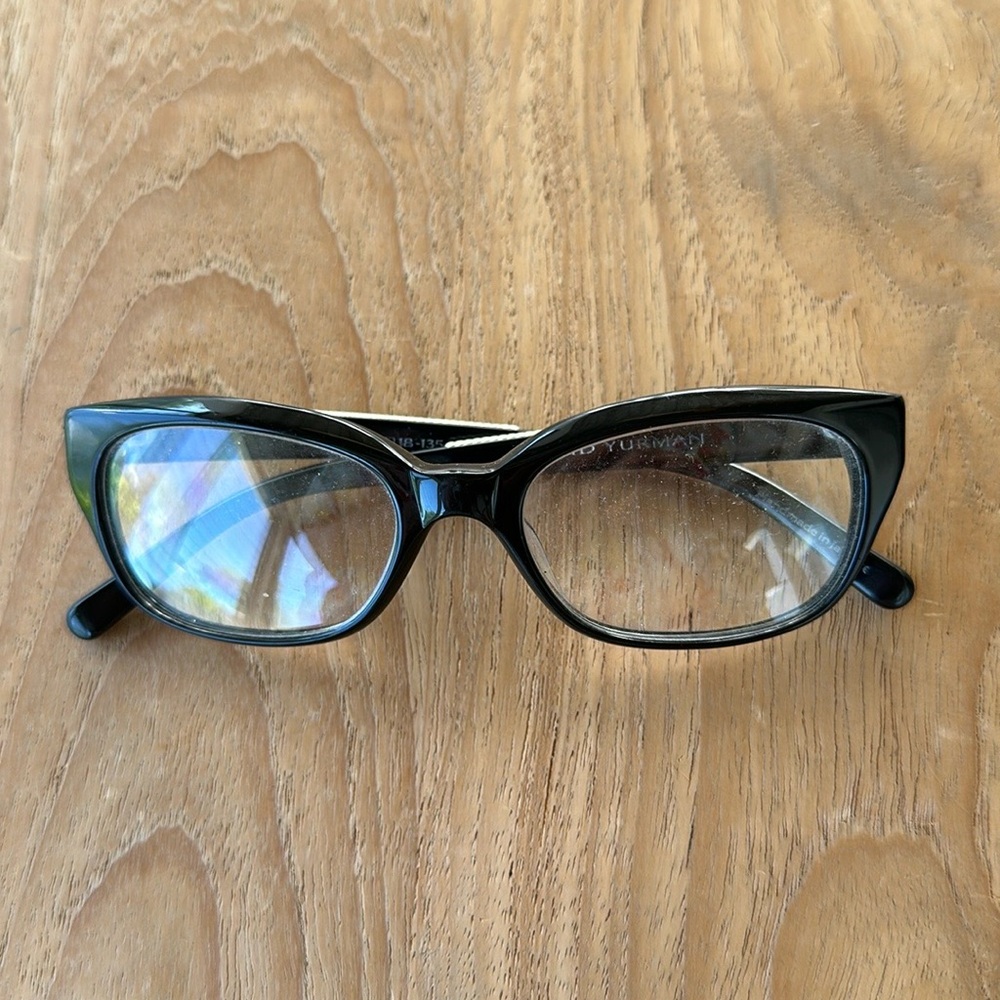 David Yurman black frame eyeglasses with silver detail